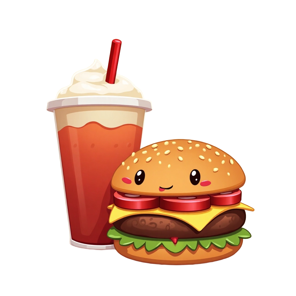 Cute Burger and Drink Combo